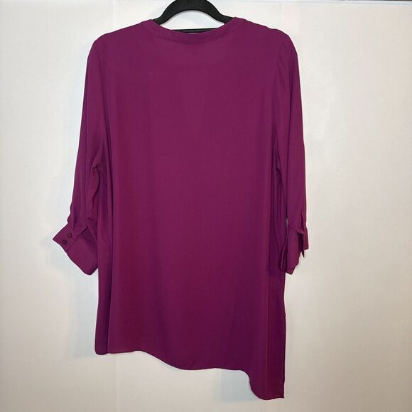 The Limited Womens V Neck Blouse Large Asymmetrical Hem Burgundy Corpcore Career - Picture 8 of 10